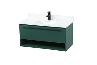 40 inch Single bathroom vanity in green with backsplash