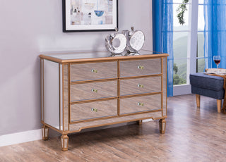 6 Drawer Dresser 48 in. x 18 in. x 32 in. in Gold paint