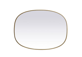 Metal Frame Oval Mirror 30x40 Inch in Brass