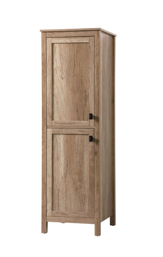 20 Inch Wide Bathroom Linen Storage Freestanding Cabinet In Natural Oak