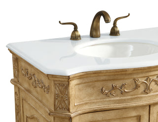 32 inch Single Bathroom vanity in Antique Beige with ivory white engineered marble