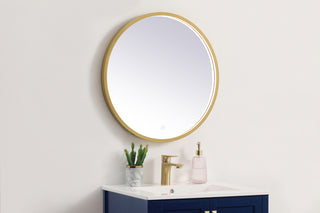 Pier 24 inch LED mirror with adjustable color temperature 3000K/4200K/6400K in brass