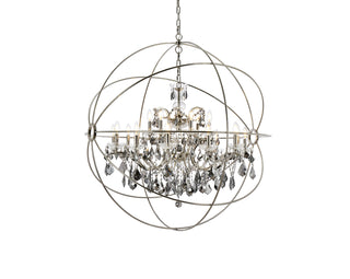 Geneva 18 light polished nickel Chandelier Silver Shade (Grey) Royal Cut crystal