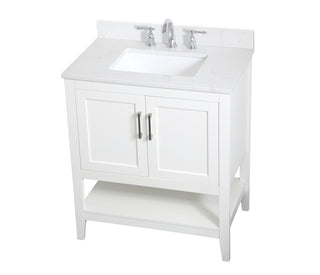 30 inch Single Bathroom Vanity in White with Backsplash