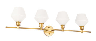 Gene 4 light Brass and Frosted white glass Wall sconce