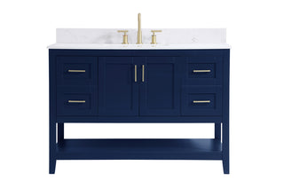 48 inch Single Bathroom Vanity in Blue with Backsplash