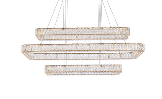 Monroe 50 inch LED triple rectangle pendant in gold