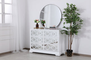 48 in. mirrored six drawer cabinet in white