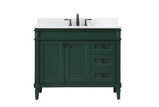 42 inch Single bathroom vanity in green with backsplash