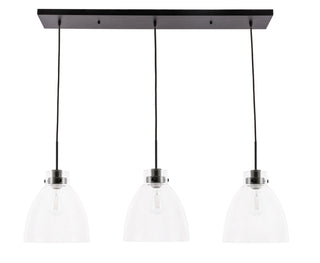 Frey 3 light Black and Clear glass pendant