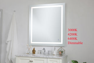 Helios 36in x 40in Hardwired LED mirror with touch sensor and color changing temperature 3000K/4200K/6400K