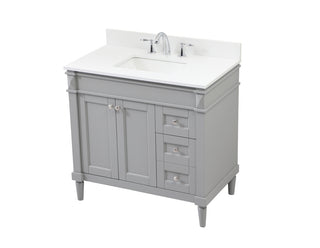 36 inch Single bathroom vanity in grey with backsplash