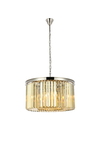 Sydney 8 light polished nickel Chandelier Golden Teak (Smoky) Royal Cut Crystal