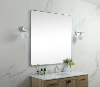 Soft corner metal square mirror 48x48 inch in Silver