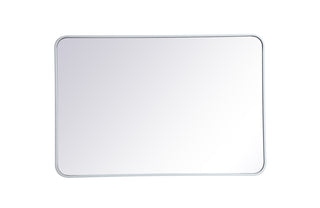 Soft corner metal rectangular mirror 27x40 inch in White