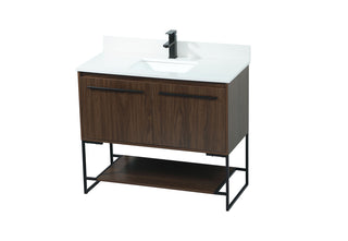 40 inch Single bathroom vanity in walnut with backsplash