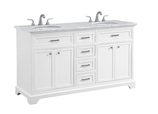 60 In. Double Bathroom Vanity Set In White