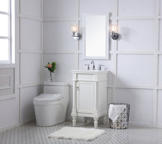 18 inch Single Bathroom vanity in antique white with ivory white engineered marble