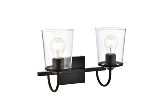 Avani 2 light Black and Clear Bath Sconce