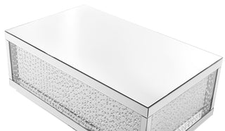 48 inch Rectangle Crystal Coffee Table In Clear Mirror Finish