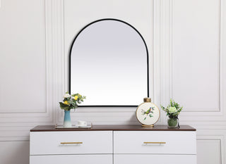 Metal Frame Arch Mirror 27x30 Inch in Black