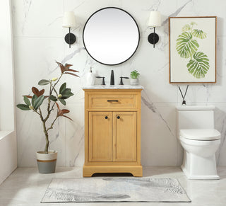 24 inch Single bathroom vanity in natural wood