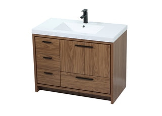 42 inch Single bathroom vanity in walnut brown