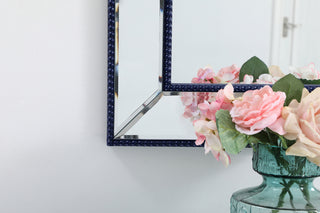 Iris beaded mirror 60 x 32 inch in blue