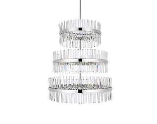 Serephina 36 inch 3 tiers crystal round chandelier light in chrome