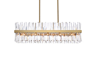 Serephina 42 inch crystal rectangle chandelier light in satin gold