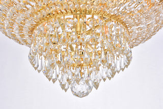 Century 9 light Gold Flush Mount Clear Royal Cut Crystal