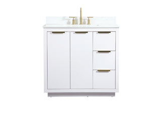 36 inch Single bathroom vanity in white with backsplash