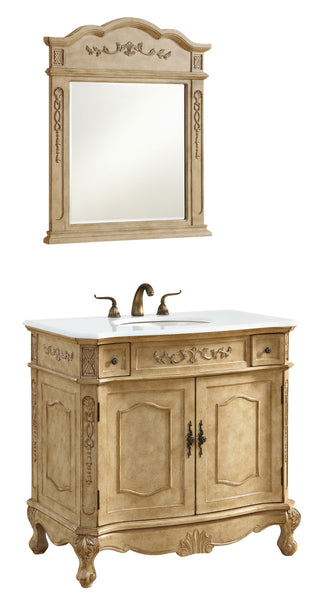 36 inch Single Bathroom vanity in Antique Beige with ivory white engineered marble