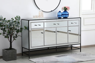 James 60 in. mirrored credenza in black