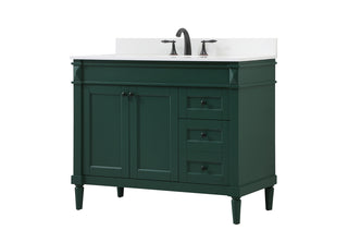 42 inch Single bathroom vanity in green with backsplash