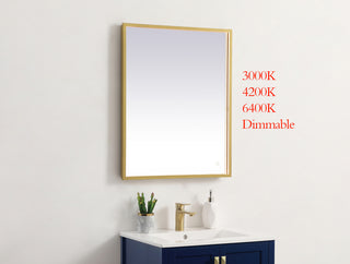 Pier 24x30 inch LED mirror with adjustable color temperature 3000K/4200K/6400K in brass