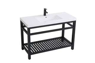 48 inch Single Bathroom Metal Vanity in Black