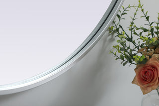 Metal Frame Oval Mirror 30x36 Inch in Silver