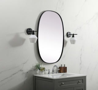 Metal Frame Oval Mirror 27x40 Inch in Black