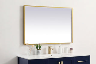 Pier 27x40 inch LED mirror with adjustable color temperature 3000K/4200K/6400K in brass