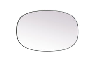 Metal Frame Oval Mirror 27x40 Inch in Silver