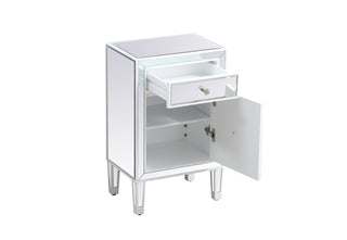 18 inch mirrored end table in white