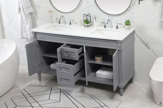 60 inch double bathroom vanity in grey