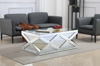 47.5 inch Rectangle Crystal Coffee Table Clear Royal Cut Crystal