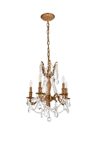 Rosalia 5 light French Gold Pendant Clear Royal Cut Crystal