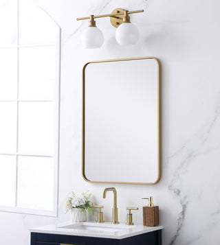 Soft corner metal rectangular mirror 22x30 inch in Brass