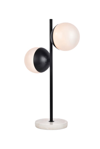 Eclipse 2 Lights Black Table Lamp With Frosted White Glass