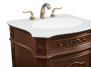 24 inch Single Bathroom vanity in Coffee with ivory white engineered marble