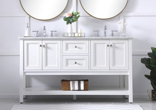 60 in. double sink bathroom vanity set in White