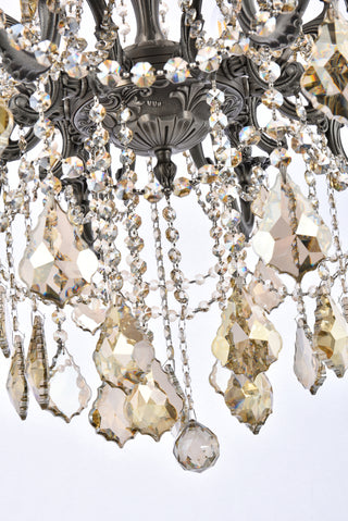 Rosalia 10 light Pewter Chandelier Golden Teak (Smoky) Royal Cut Crystal